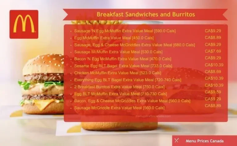 McDonald's menu Breakfast Menu canada