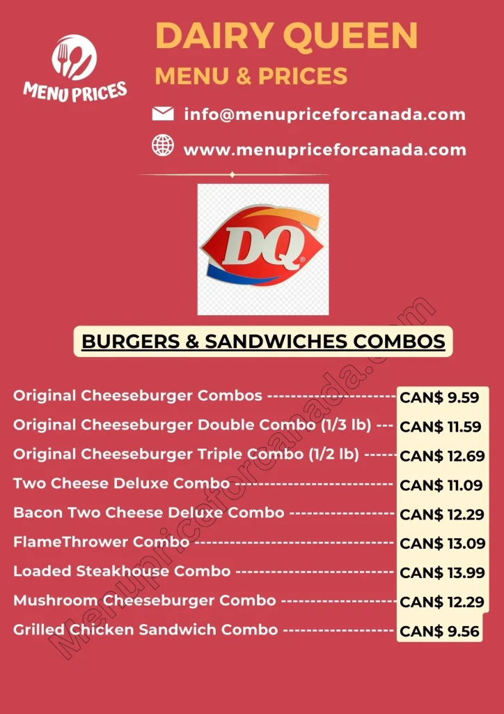 Dairy Queen menu with prices