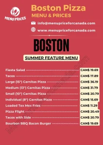 Boston Pizza Menu Prices – 2024