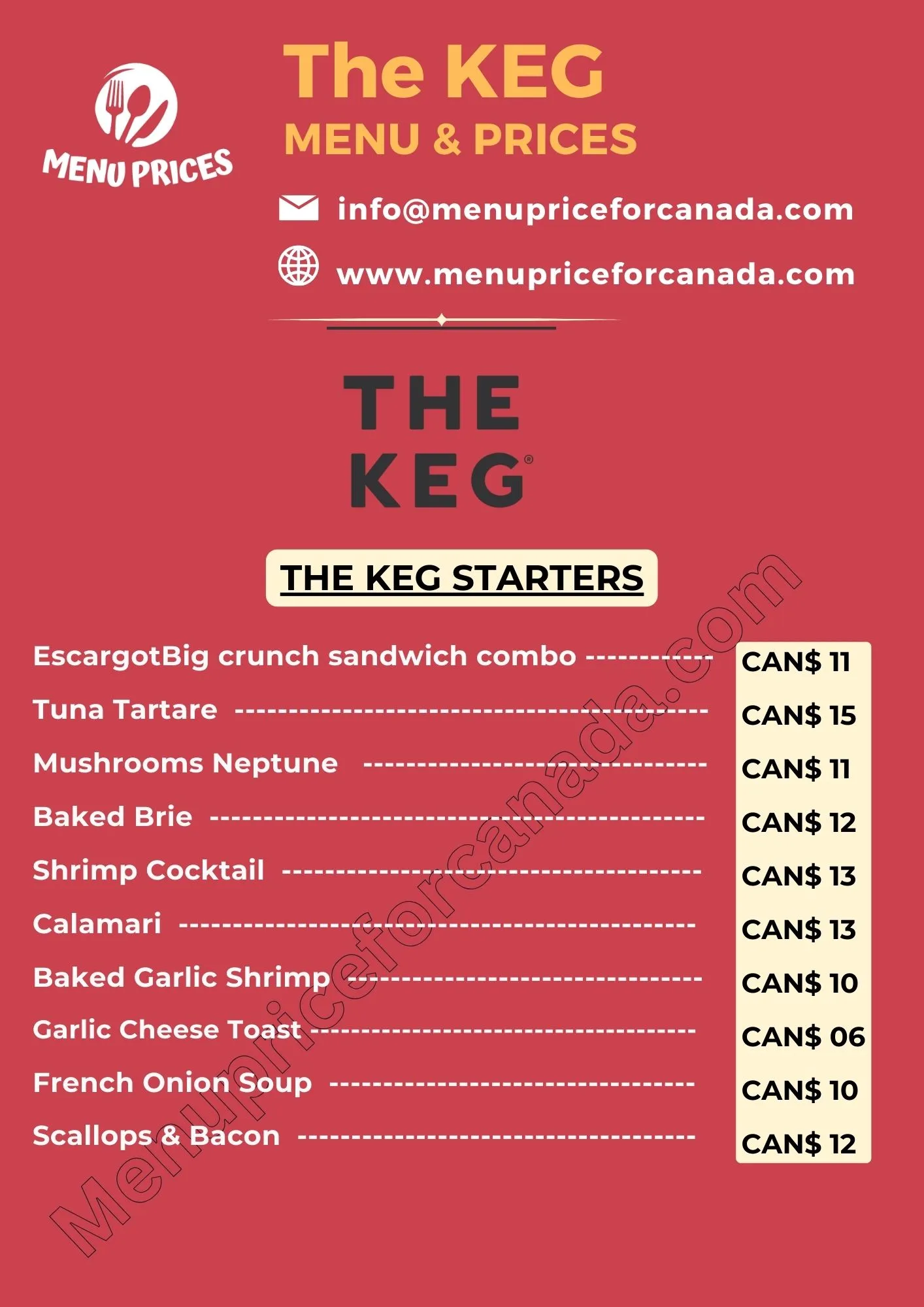 The Keg Menu and Prices in Canada May 2024 Updated