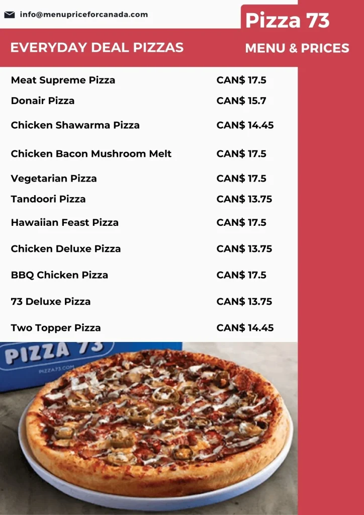 Pizza 73 Menu Canada