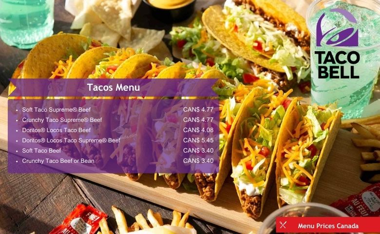 Taco bell menu canada