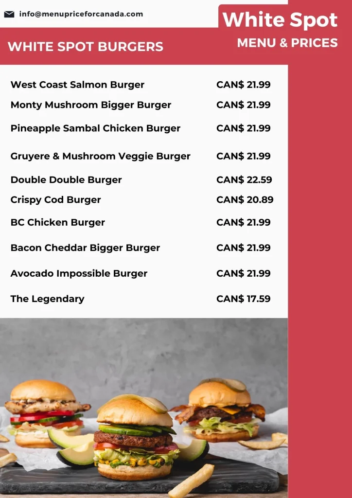 White Spot menu