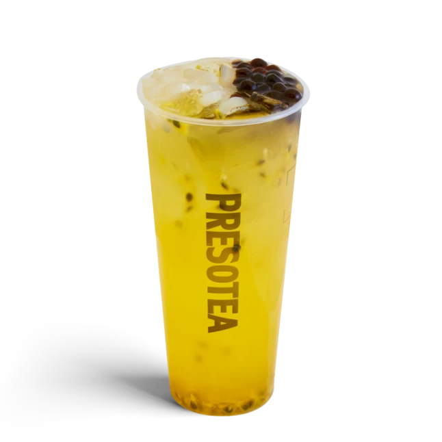 Passion Fruit Green Tea with tapioca & Lychee Jelly
