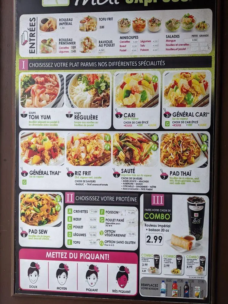 Thai Express menu Canada