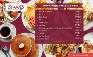 Benny’s Restaurant Menu Prices in Brandon, Canada – 2024