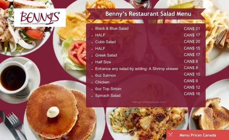 Bennys Restaurant Menu Prices Canada 